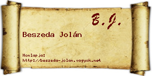 Beszeda Jolán névjegykártya