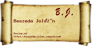 Beszeda Jolán névjegykártya